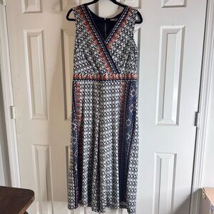 Danny & Nicole Chevron Wide Leg Jumpsuit Black, White, and Multicolor - Size 18